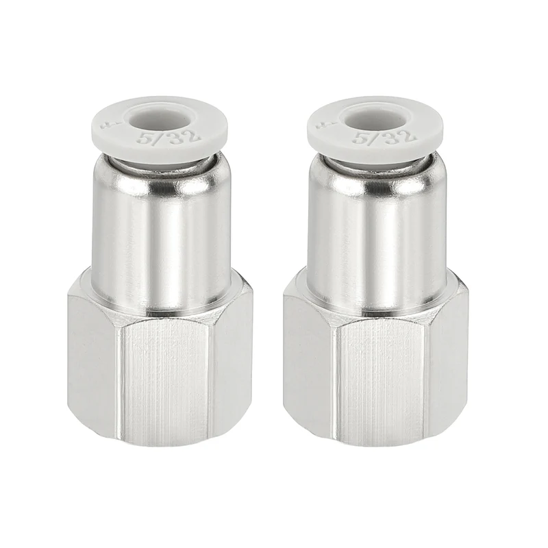 2 Pcs NPT Female 5/32 Inch OD x 1/8" NPT Thread Push to Connect Fittings, White
