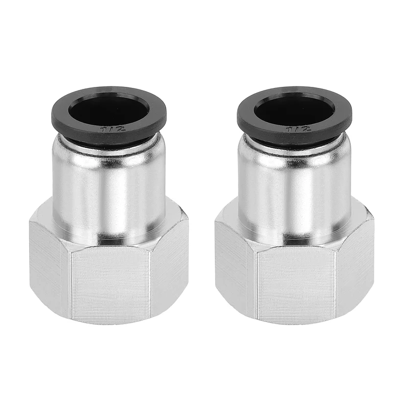 2 Pcs NPT Female 1/2 Inch OD x 1/2" NPT Thread Push to Connect Fittings, Black
