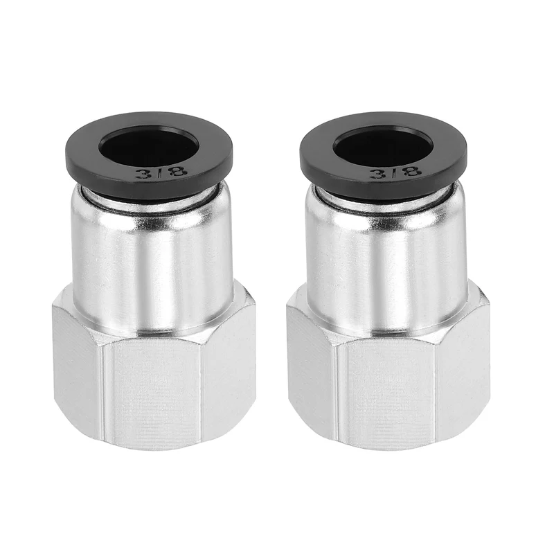 2 Pcs NPT Female 3/8 Inch OD x 3/8" NPT Thread Push to Connect Fittings, Black