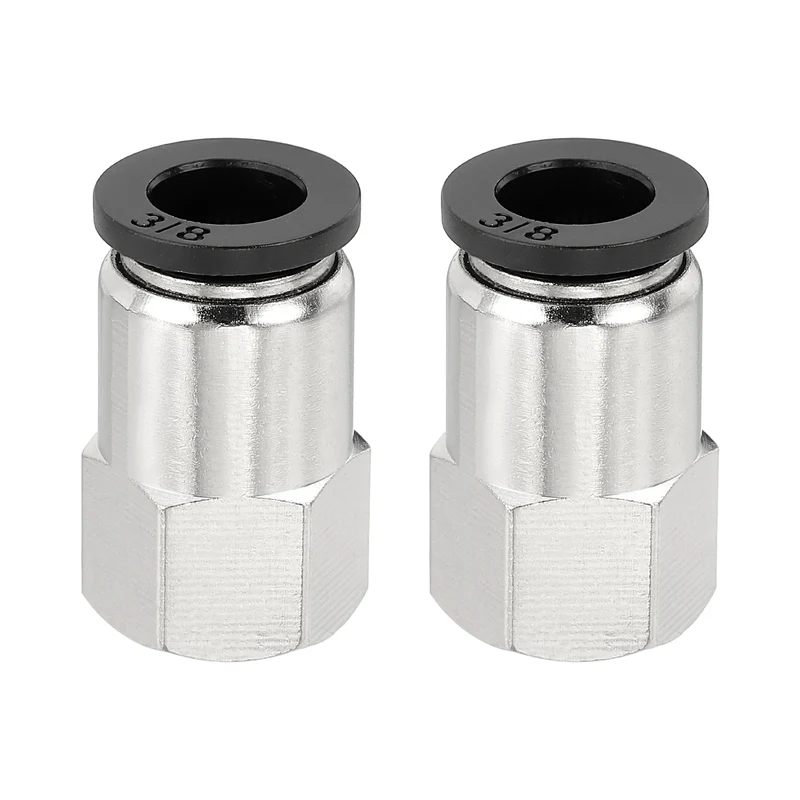 2 Pcs NPT Female 3/8 Inch OD x 1/4" NPT Thread Push to Connect Fittings, Black