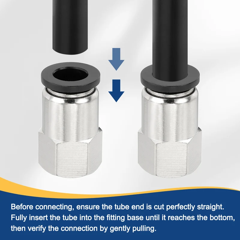 2 Pcs NPT Female 3/8 Inch OD x 1/4" NPT Thread Push to Connect Fittings, Black