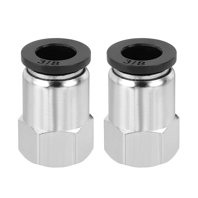 2 Pcs NPT Female 3/8 Inch OD x 1/8" NPT Thread Push to Connect Fittings, Black