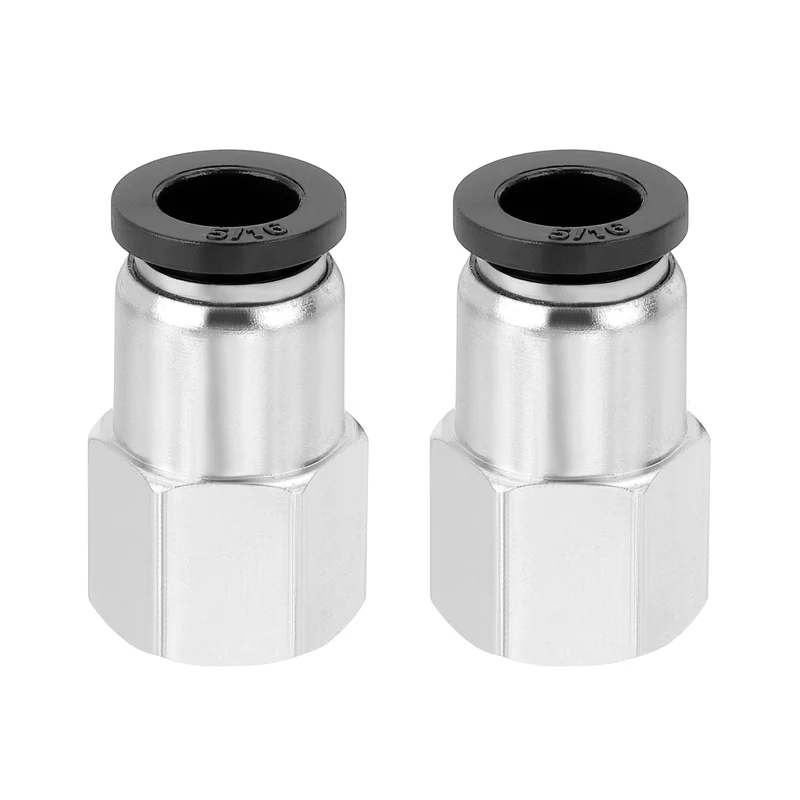 2 Pcs NPT Female 5/16 Inch OD x 1/4" NPT Thread Push to Connect Fittings, Black