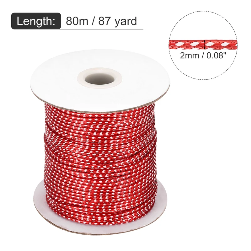 Waxed Cord 2mm Waxed Thread 87 Yard Wax String Leather Cord (Red/White)