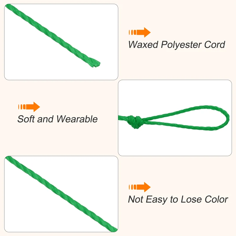 Waxed Cord 0.45mm Waxed Thread 87 Yard Wax String Leather Cord (Emerald Green)