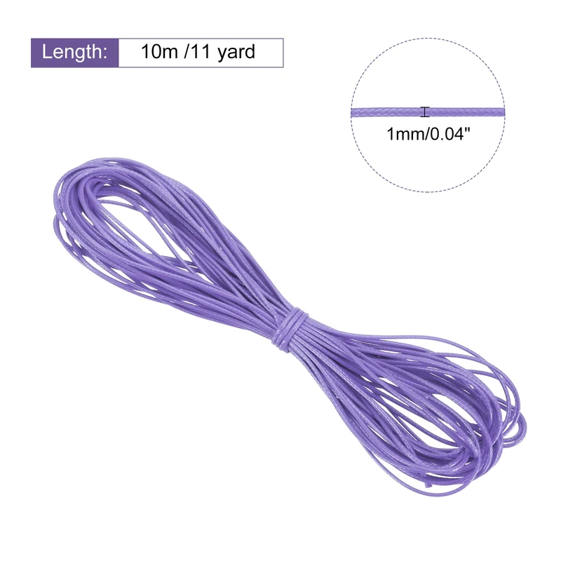 Light Purple 1mm Waxed Cord 11 Yard Wax Bead Thread String for Jewelry Make