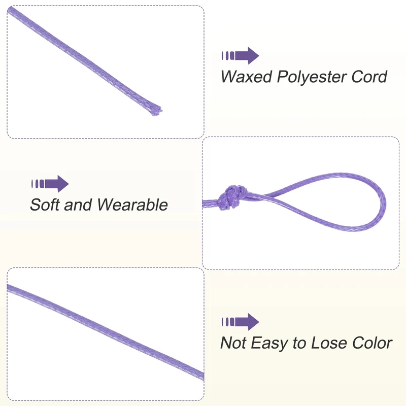 Light Purple 1mm Waxed Cord 11 Yard Wax Bead Thread String for Jewelry Make