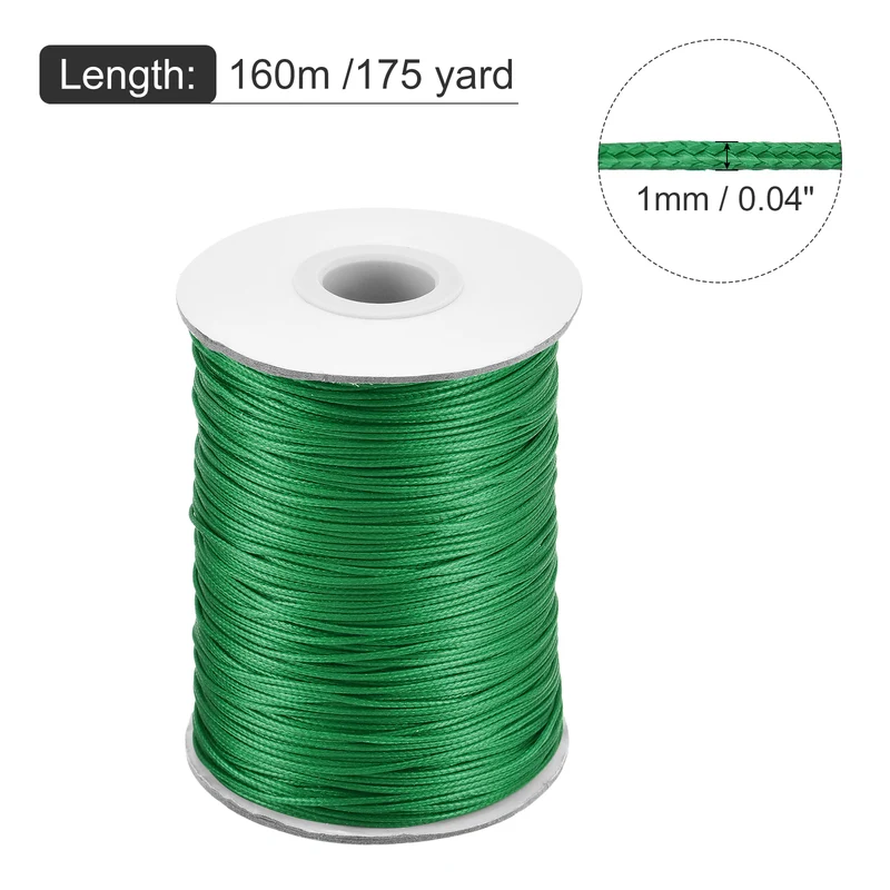 Dark Green 1mm Waxed Cord 175 Yard Wax Bead Thread String for Jewelry Making