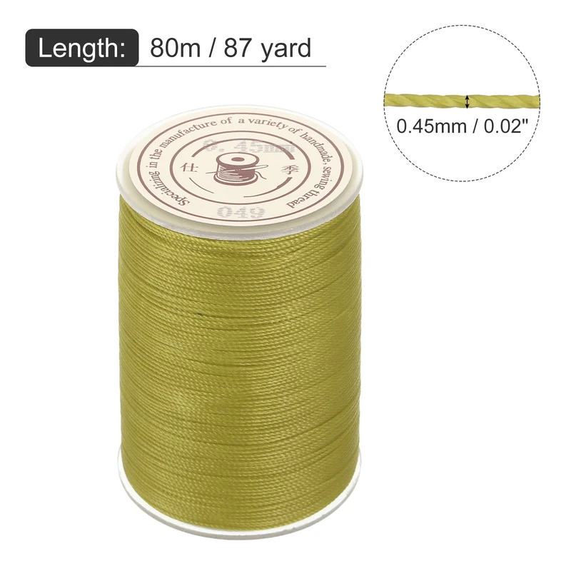 Waxed Cord 0.45mm Waxed Thread 87 Yard Wax String Leather Cord (Dark Khaki)