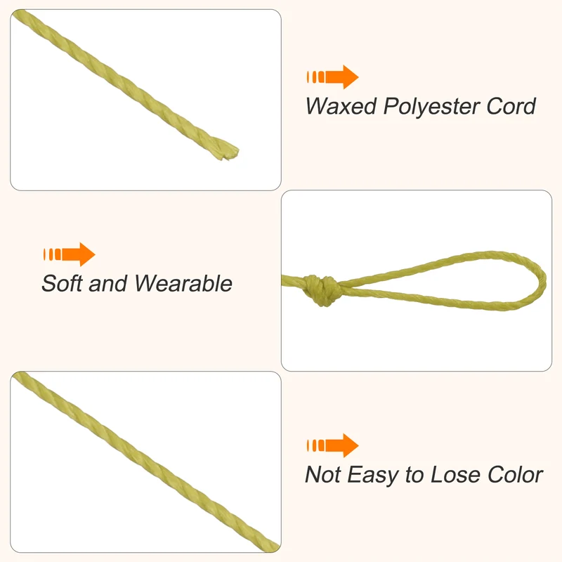 Waxed Cord 0.45mm Waxed Thread 87 Yard Wax String Leather Cord (Dark Khaki)