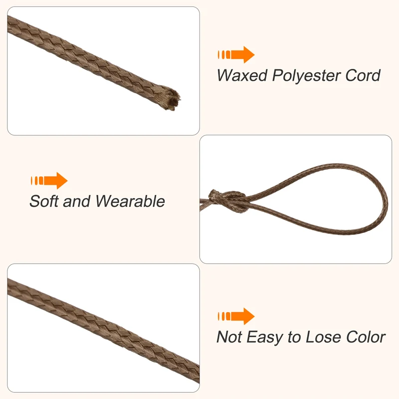 Brown 1.5mm Waxed Cord 175 Yard Wax Bead Thread String for Jewelry Making