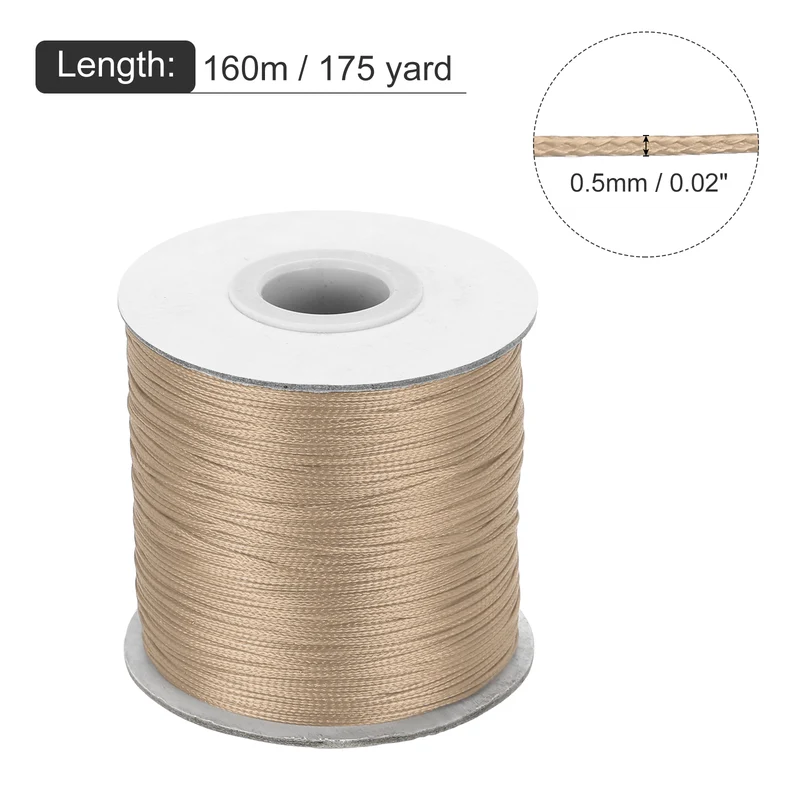 Khaki 0.5mm Waxed Cord 175 Yard Wax Bead Thread String for Jewelry