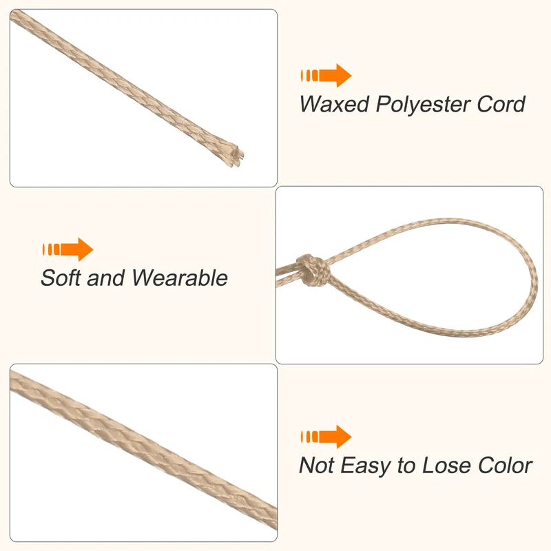 Khaki 0.5mm Waxed Cord 175 Yard Wax Bead Thread String for Jewelry