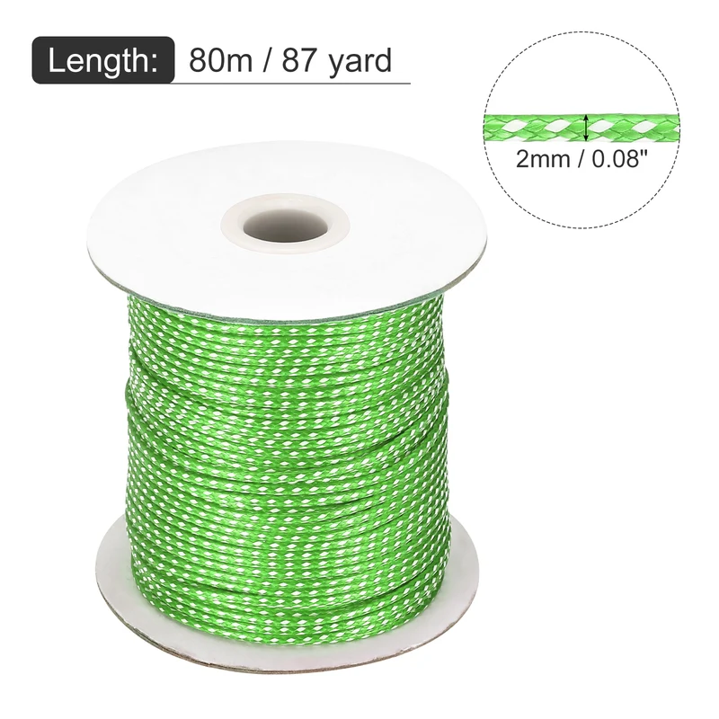 Waxed Cord 2mm Waxed Thread 87 Yard Wax String Leather Cord (Green/White)