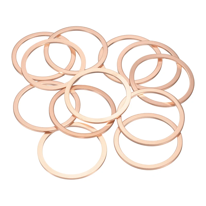 12 Pcs Flat Copper Washers, 42x50x2mm Copper Flat Sealing Crush Ring Washers