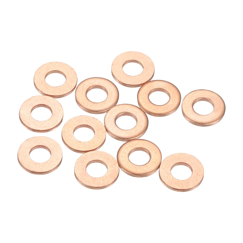 12 Pcs Flat Copper Washers, 4x9x1mm Copper Flat Sealing Crush Ring Washers