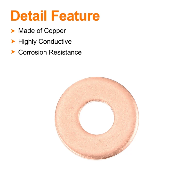 52 Pcs Flat Copper Washers, 4x10x1mm Copper Flat Sealing Crush Ring Washers
