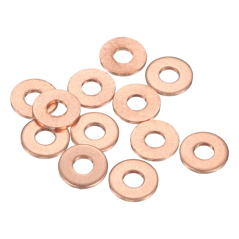 12 Pcs Flat Copper Washers, 4x10x1mm Copper Flat Sealing Crush Ring Washers