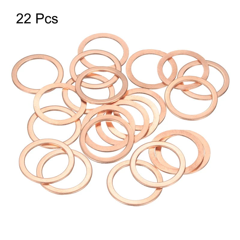 22 Pcs Flat Copper Washers, 28x36x1.5mm Copper Flat Sealing Crush Ring Washers