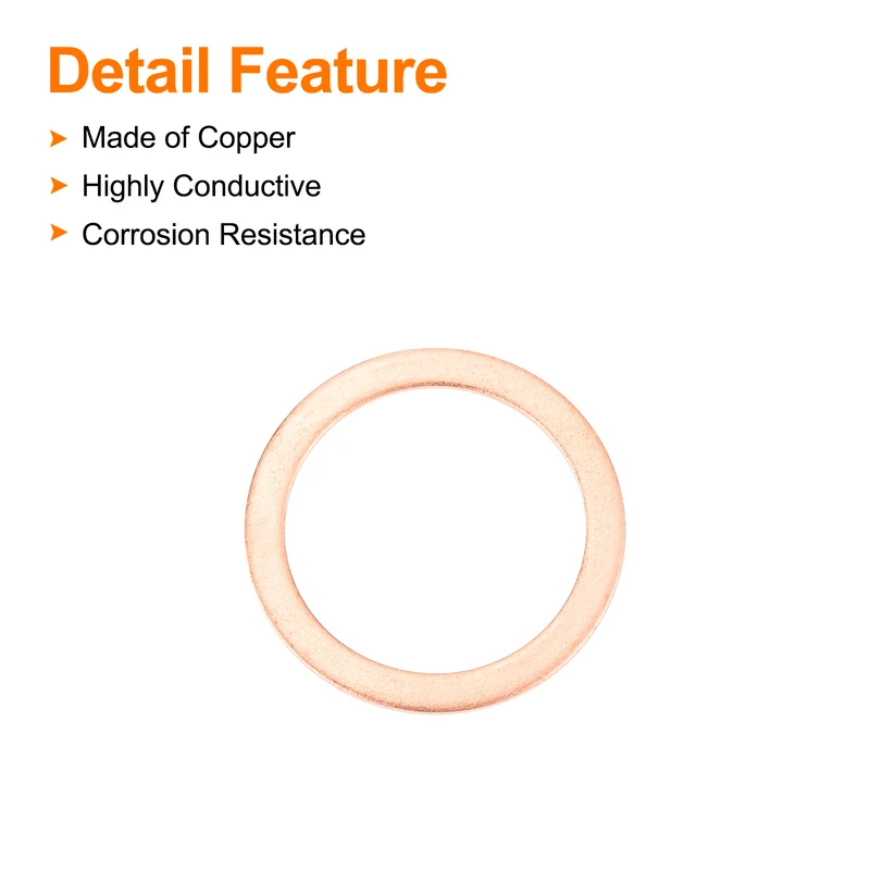 22 Pcs Flat Copper Washers, 28x36x1.5mm Copper Flat Sealing Crush Ring Washers