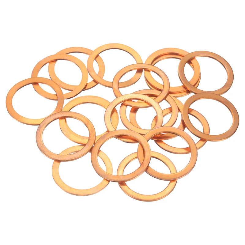 22 Pcs Flat Copper Washers, 27x35x1.5mm Copper Flat Sealing Crush Ring Washers