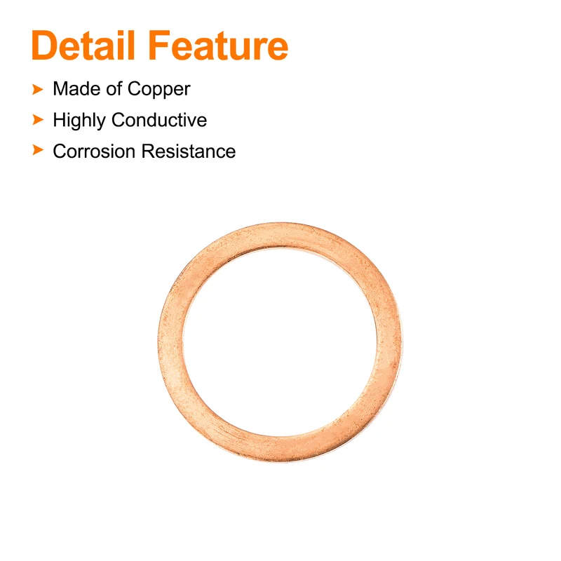 22 Pcs Flat Copper Washers, 27x35x1.5mm Copper Flat Sealing Crush Ring Washers