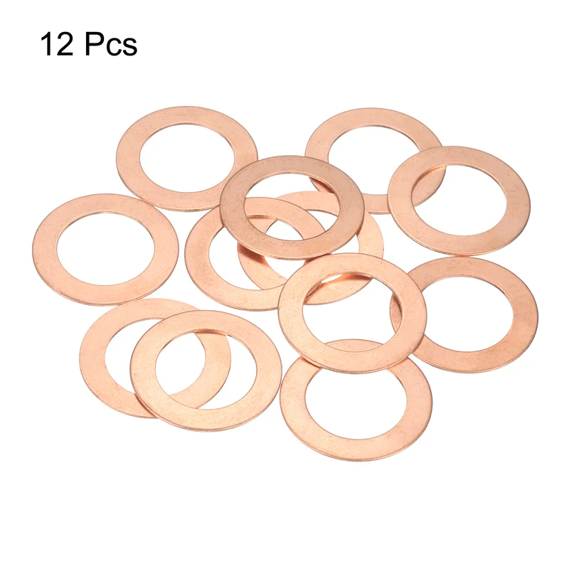 12 Pcs Flat Copper Washers, 26x40x1mm Copper Flat Sealing Crush Ring Washers