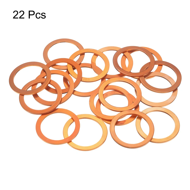 22 Pcs Flat Copper Washers, 26x34x1.5mm Copper Flat Sealing Crush Ring Washers