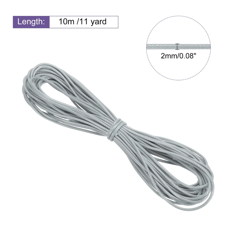 Gray 2mm Waxed Cord 11 Yard Wax Bead Thread String for Jewelry Make