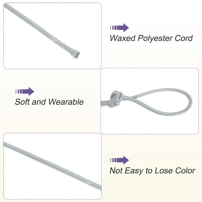 Gray 2mm Waxed Cord 11 Yard Wax Bead Thread String for Jewelry Make