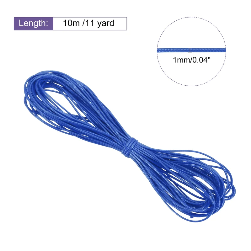 Blue 1mm Waxed Cord 11 Yard Wax Bead Thread String for Jewelry Make
