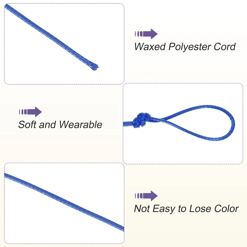 Blue 1mm Waxed Cord 11 Yard Wax Bead Thread String for Jewelry Make