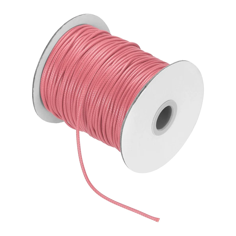 Waxed Cord 2mm Waxed Thread 87 Yard Wax String Leather Cord (Watermelon Red)