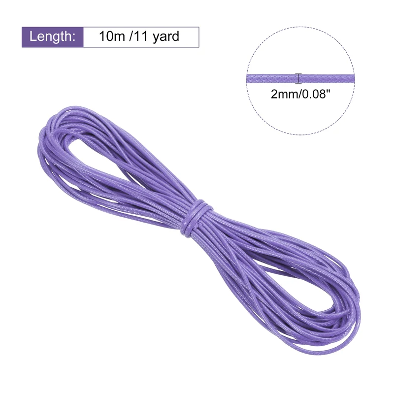 Light Purple 2mm Waxed Cord 11 Yard Wax Bead Thread String for Jewelry Make