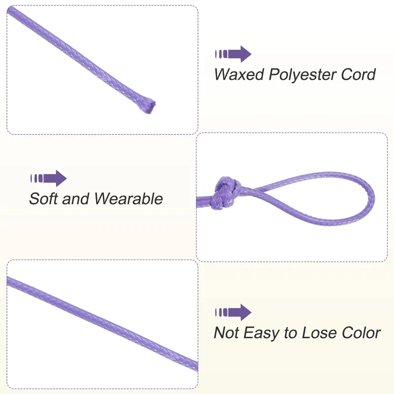 Light Purple 2mm Waxed Cord 11 Yard Wax Bead Thread String for Jewelry Make