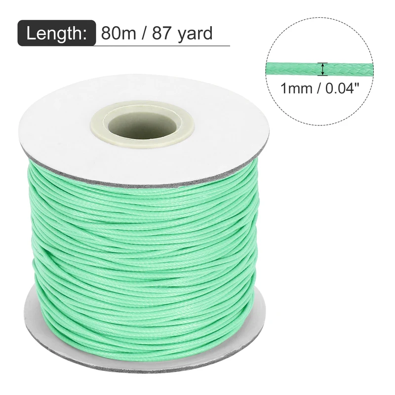 Waxed Cord 1mm Waxed Thread 87 Yard Wax String Leather Cord (Lake Blue)