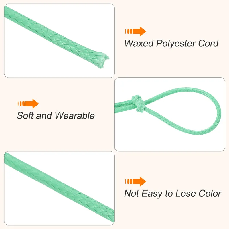 Waxed Cord 1mm Waxed Thread 87 Yard Wax String Leather Cord (Lake Blue)
