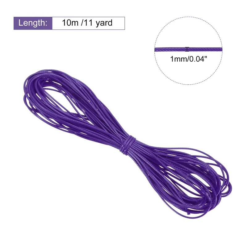 Purple 1mm Waxed Cord 11 Yard Wax Bead Thread String for Jewelry Make