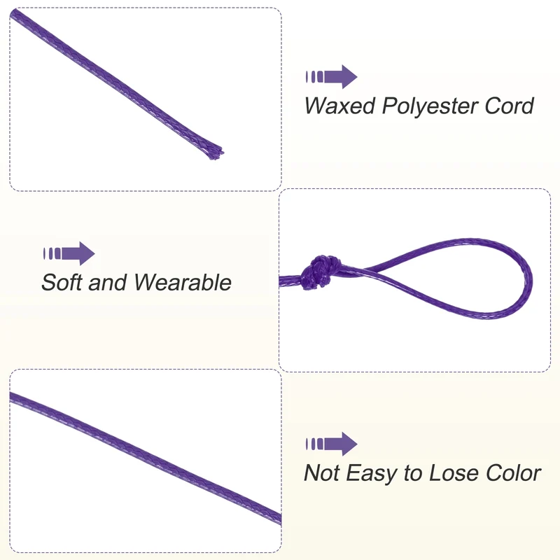 Purple 1mm Waxed Cord 11 Yard Wax Bead Thread String for Jewelry Make