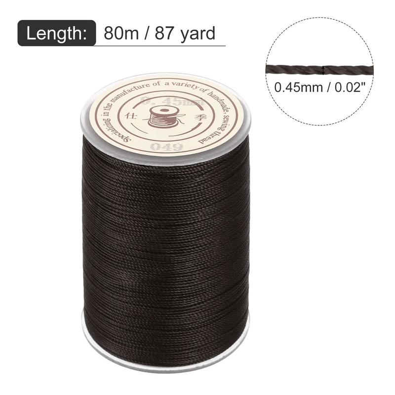 Waxed Cord 0.45mm Waxed Thread 87 Yard Wax String Leather Cord (Dark Brown)