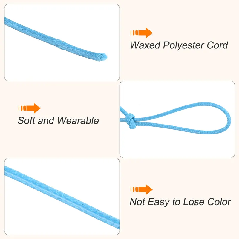 Sky Blue 2.5mm Waxed Cord 87 Yard Wax Bead Thread String for Jewelry Making