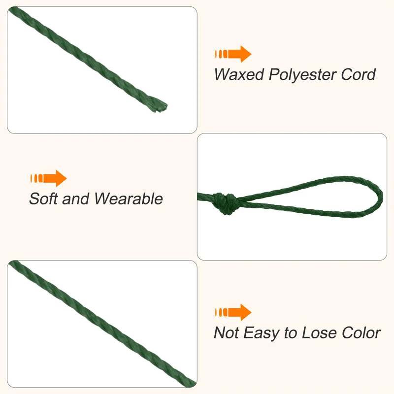 Waxed Cord 0.45mm Waxed Thread 87 Yard Wax String Leather Cord (Deep Green)