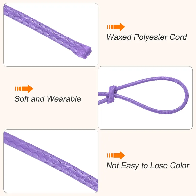 Waxed Cord 1.5mm Waxed Thread 87 Yard Wax String Leather Cord (Light Purple)