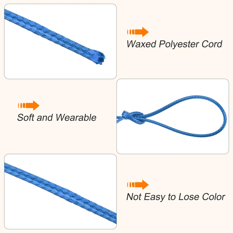 Bright Blue 1.2mm Waxed Cord 175 Yard Wax Bead Thread String for Jewelry Make