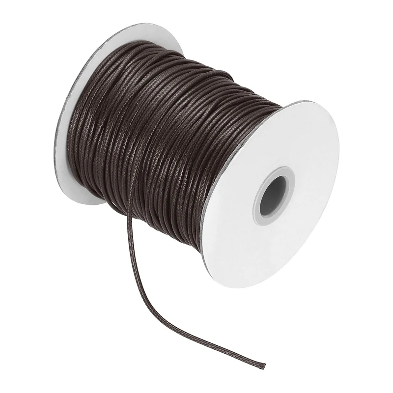 Waxed Cord 2mm Waxed Thread 87 Yard Wax String Leather Cord (Dark Coffee)