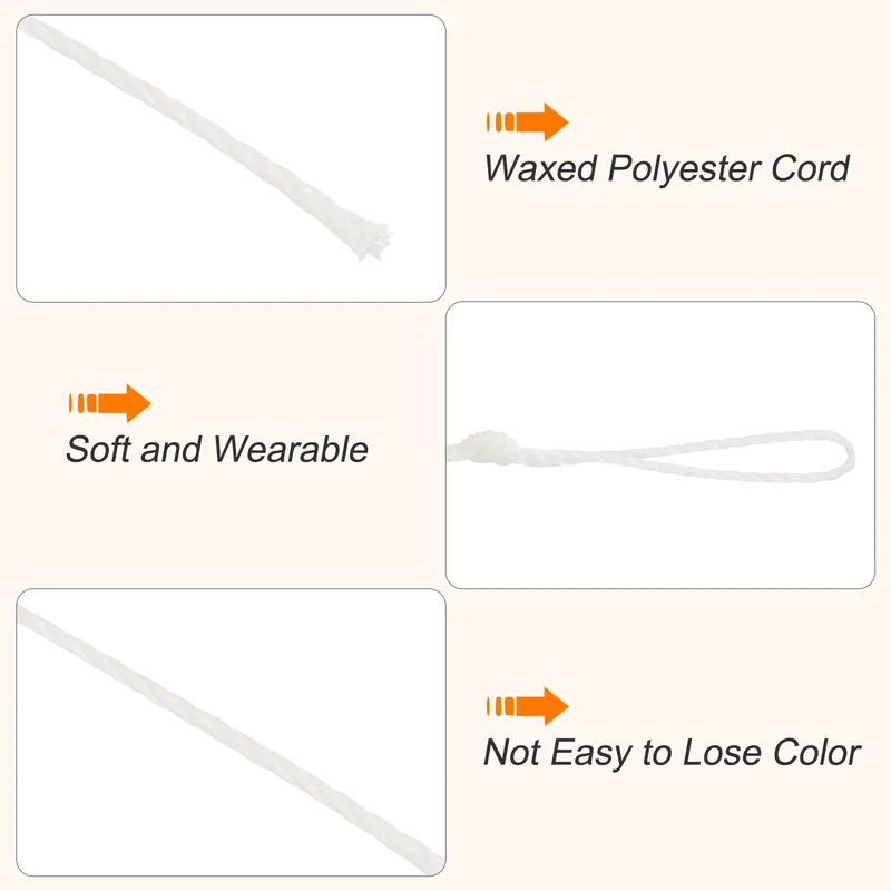 Waxed Cord 0.45mm Waxed Thread 87 Yard Wax String Leather Cord (Beige)