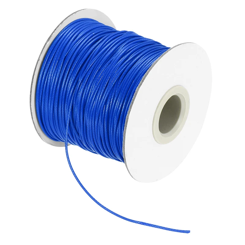 Waxed Cord 1mm Waxed Thread 87 Yard Wax String Leather Cord (Bright Blue)