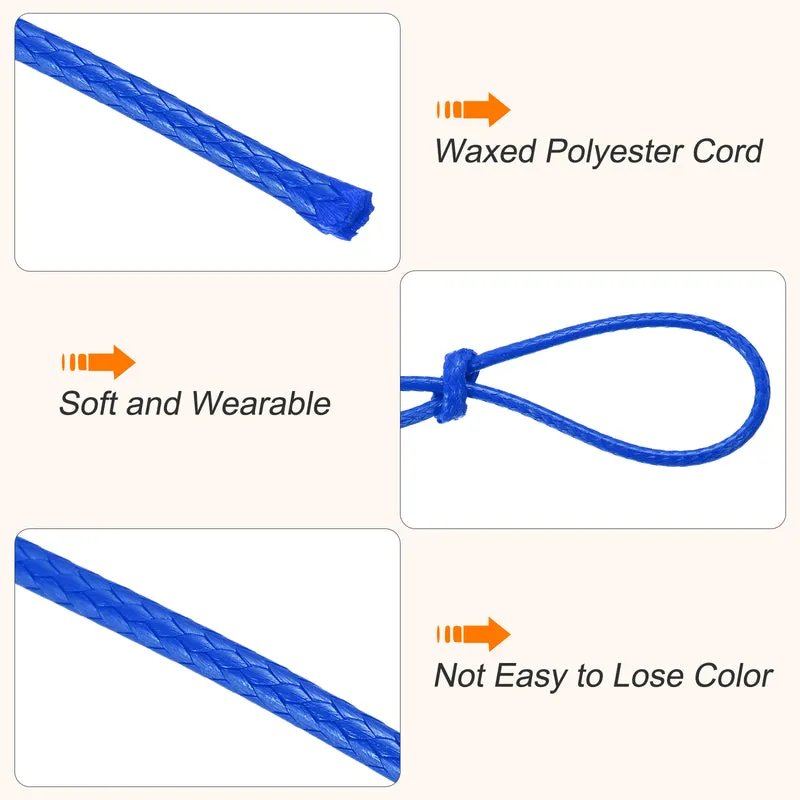 Waxed Cord 1mm Waxed Thread 87 Yard Wax String Leather Cord (Bright Blue)