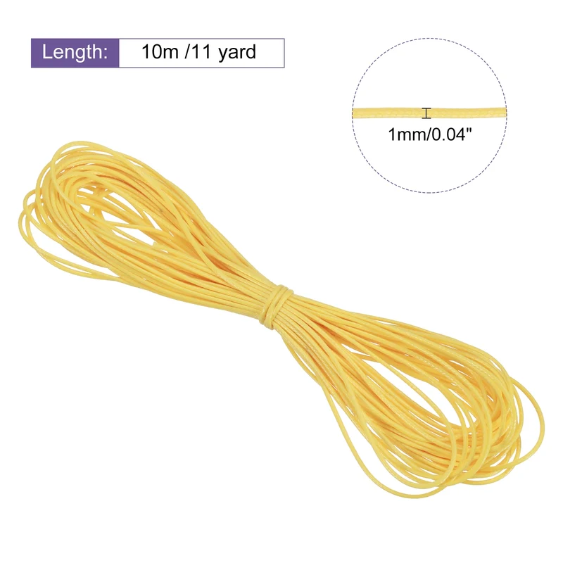 Yellow 1mm Waxed Cord 11 Yard Wax Bead Thread String for Jewelry Make