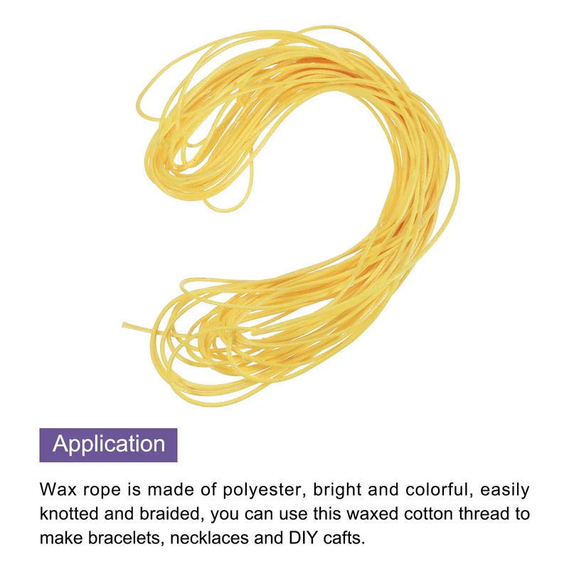 Yellow 1mm Waxed Cord 11 Yard Wax Bead Thread String for Jewelry Make